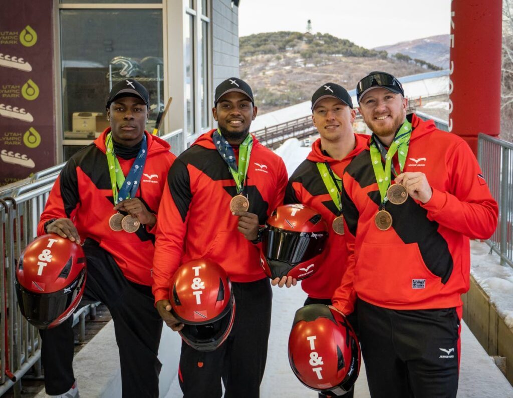 Trinidad and Tobago's four-man bobsled team placed fourth at the North American Cup in Utah on December 7. - Photo courtesy Axel Brown (Image obtained at newsday.co.tt)